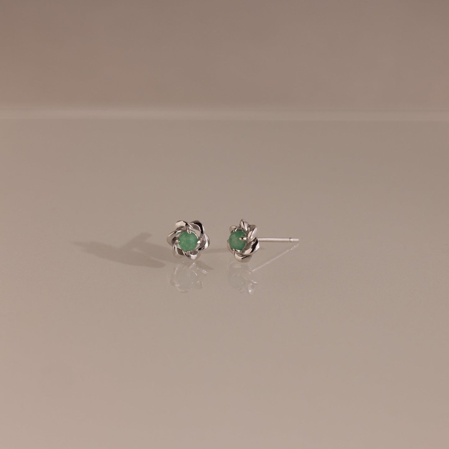 Mini Jade Flower Studs