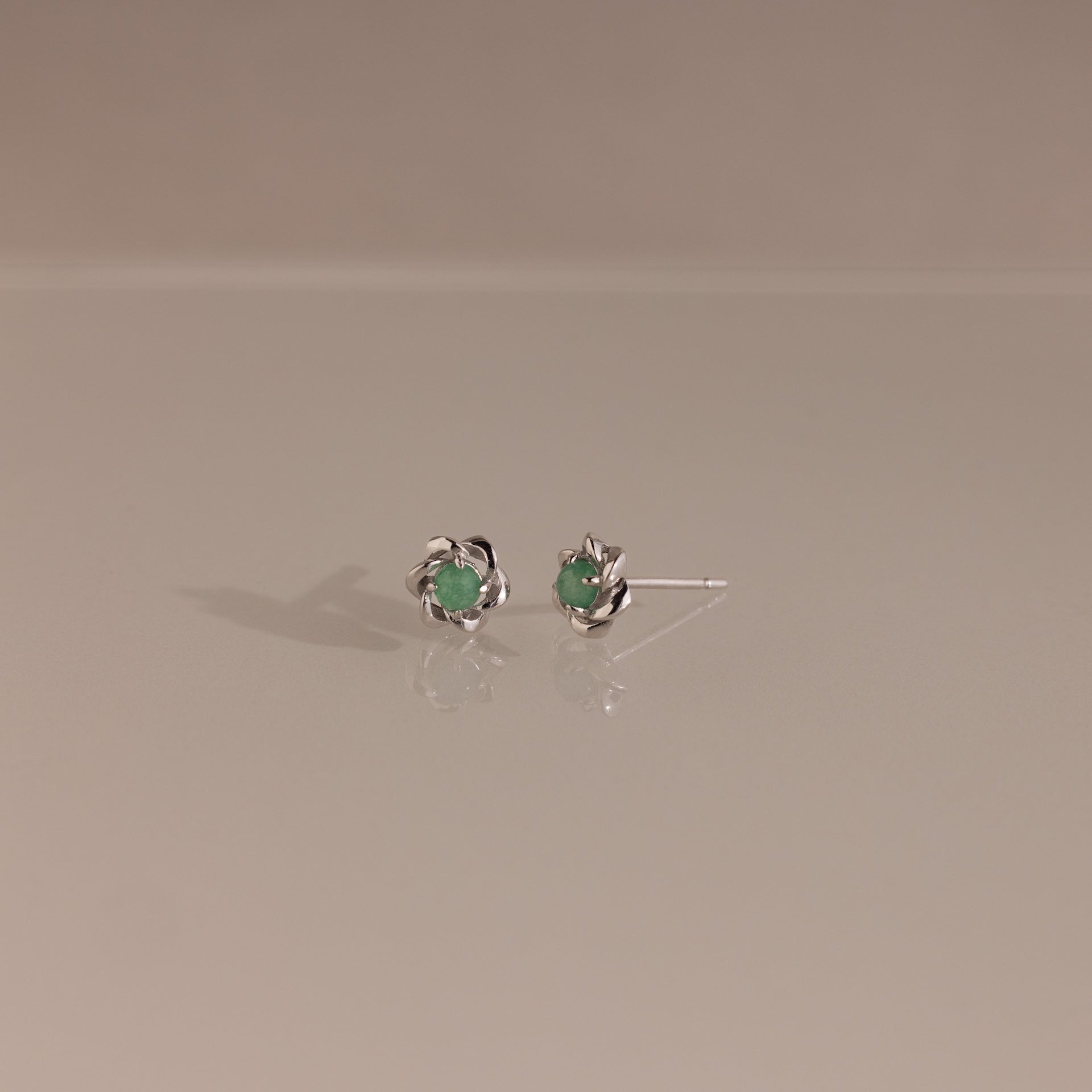 Mini Jade Flower Studs