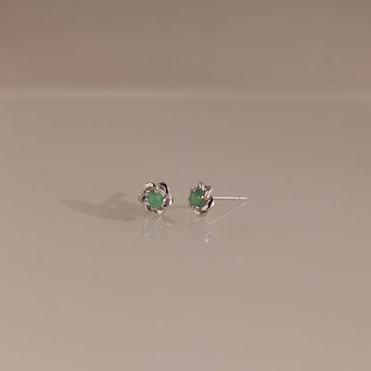 Mini Jade Flower Studs