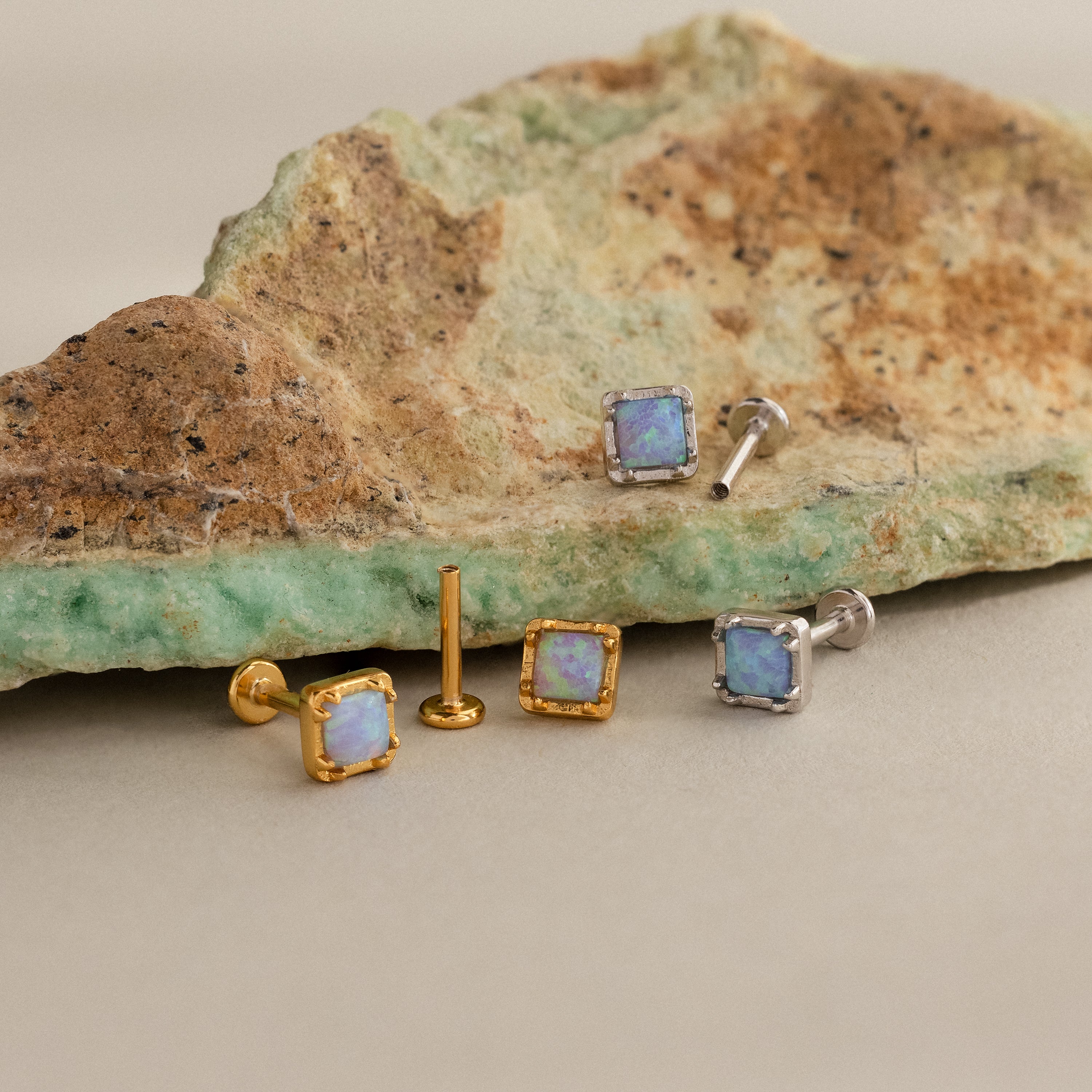 Blue Opal Prism Flatback Studs