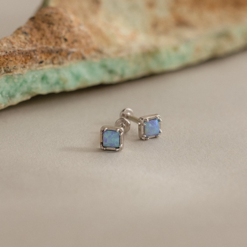 Blue Opal Prism Flatback Studs