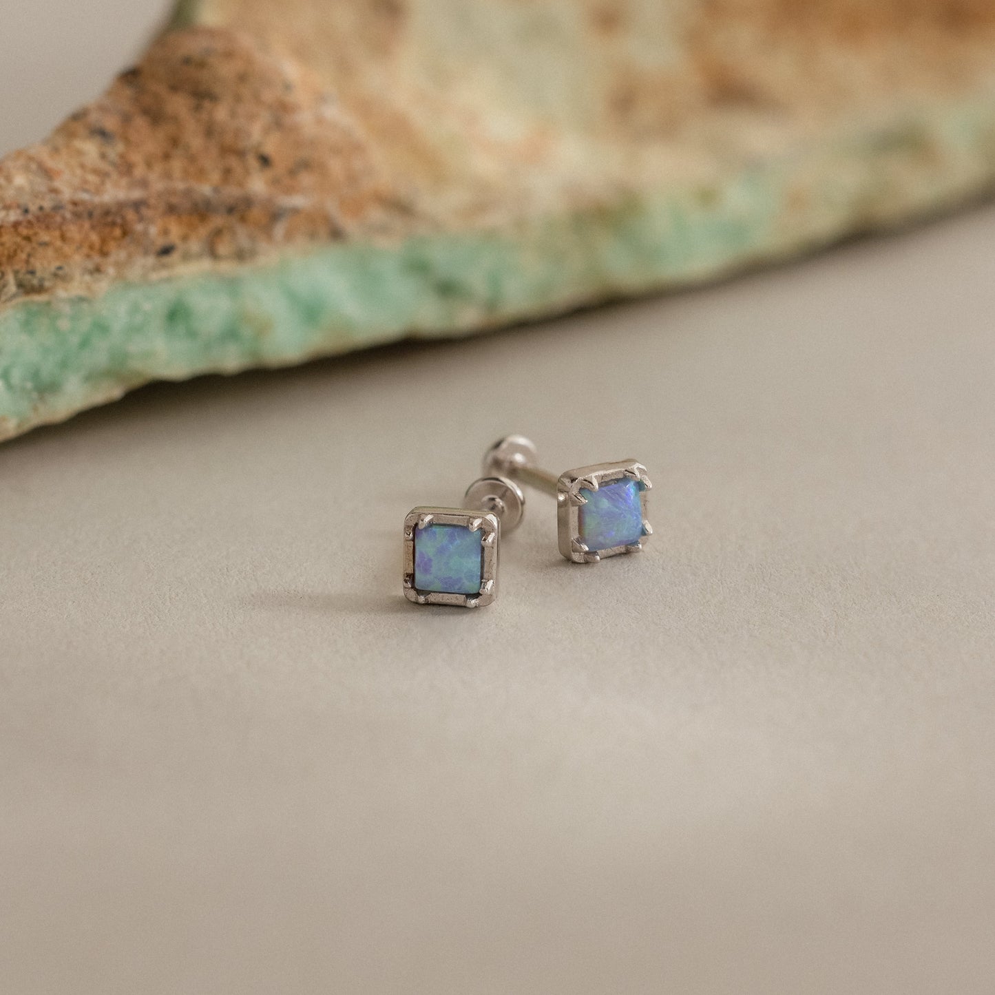 Blue Opal Prism Flatback Studs