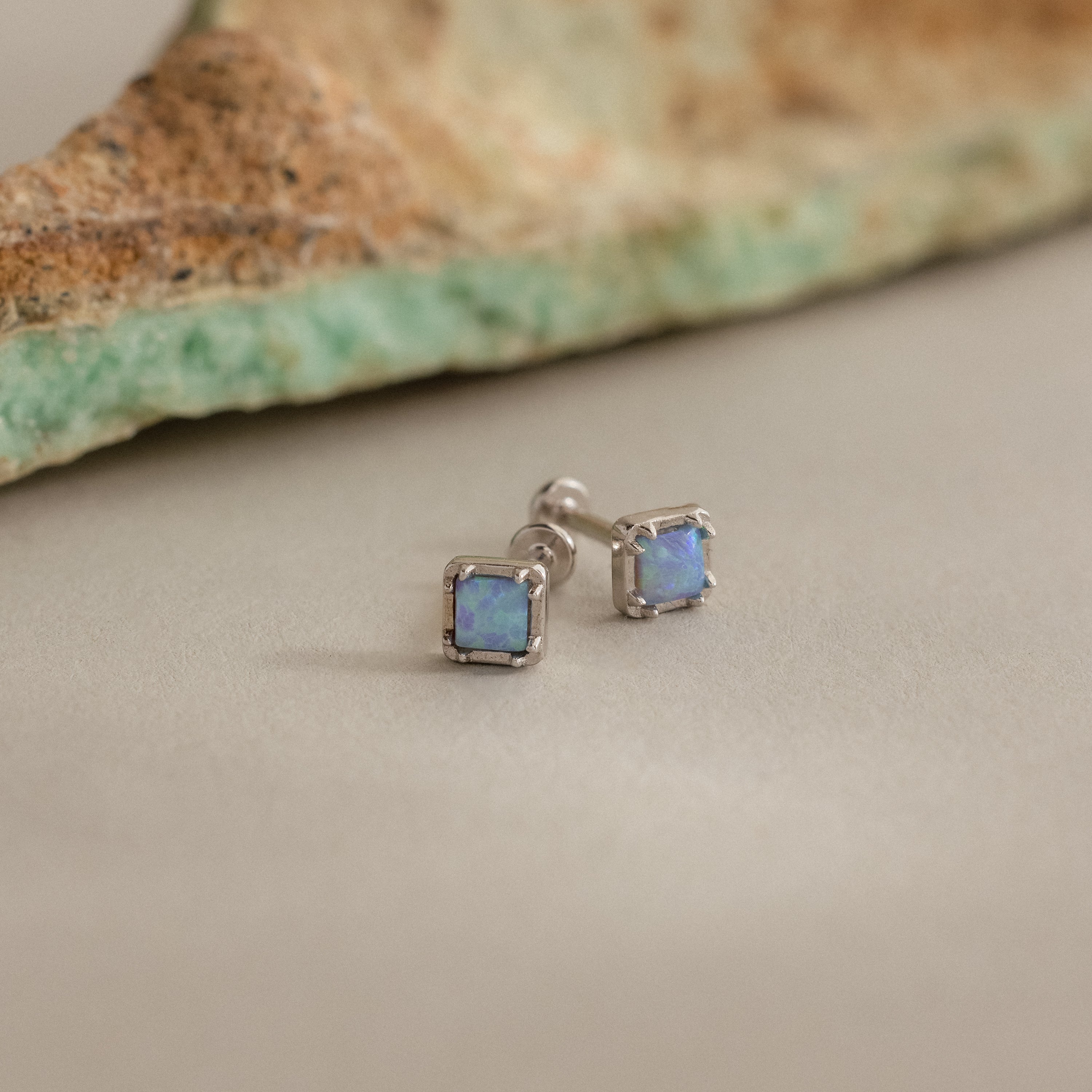 Blue Opal Prism Flatback Studs