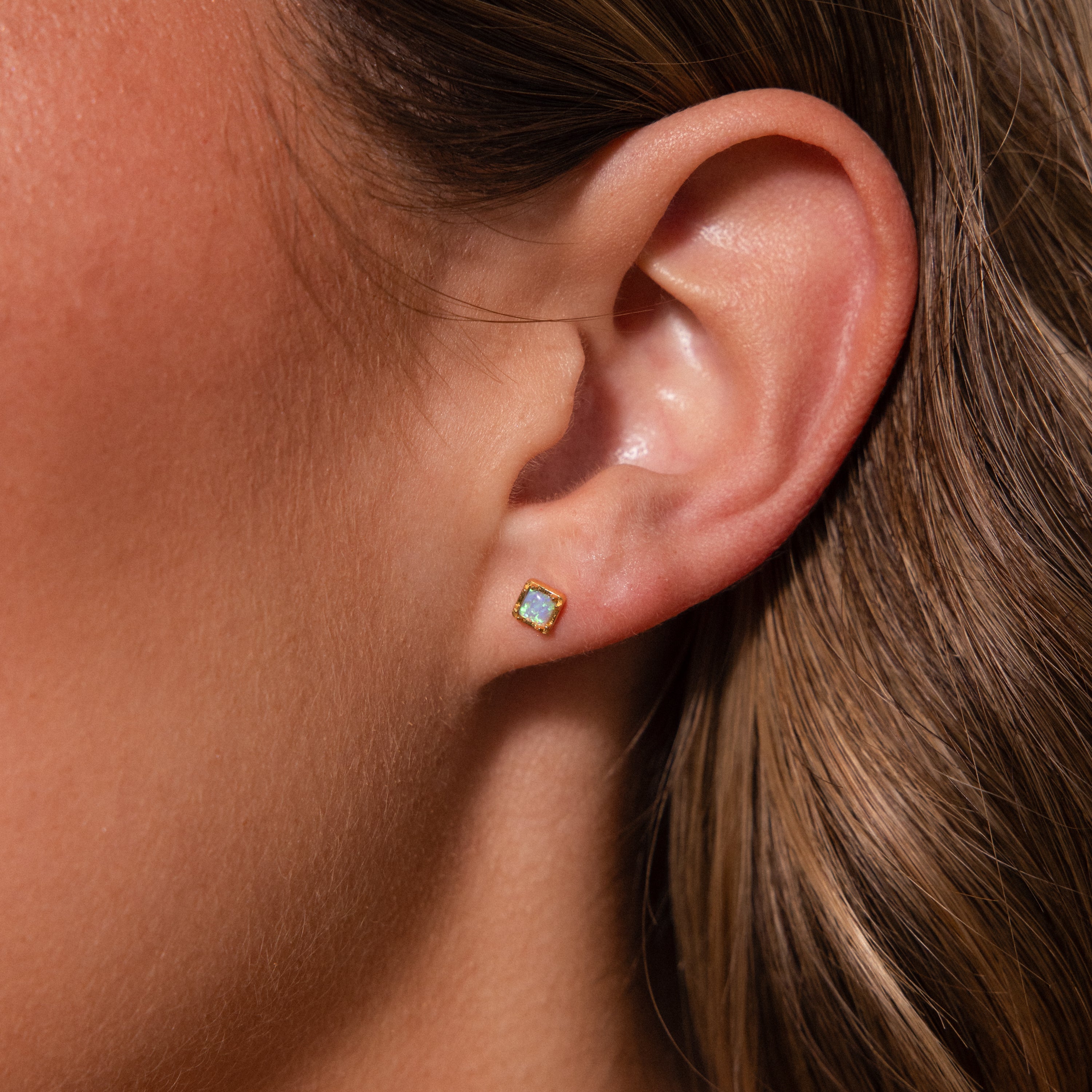 Blue Opal Prism Flatback Studs