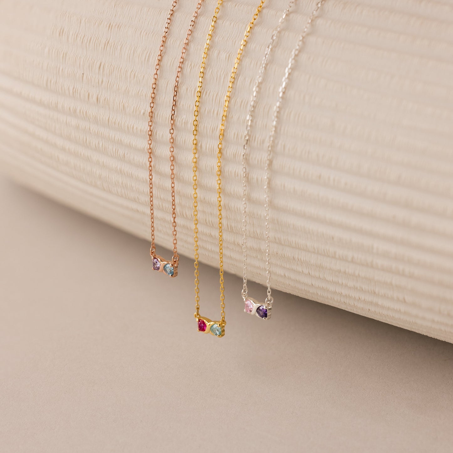Toi et Moi Infinity Heart Birthstone Necklace