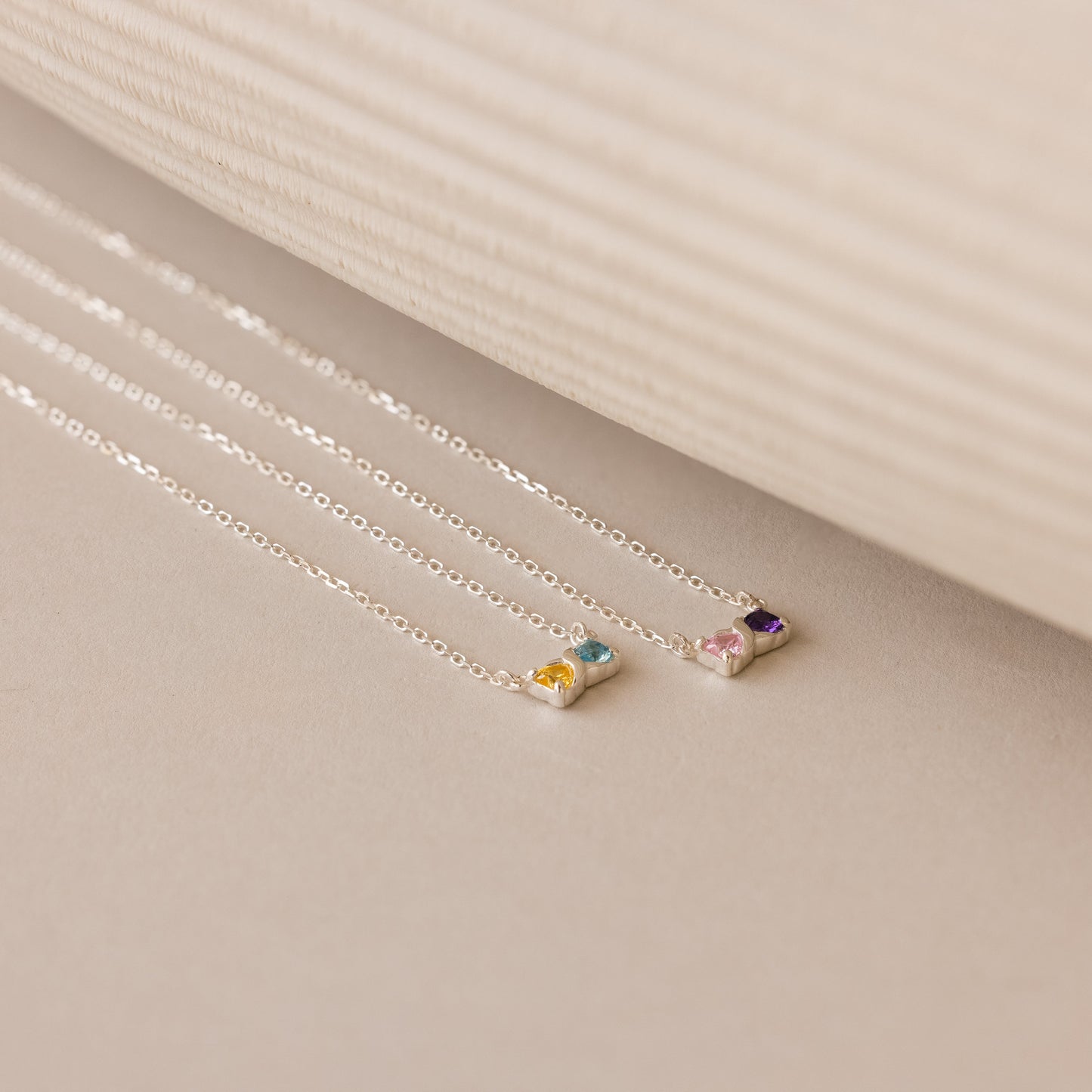 Toi et Moi Infinity Heart Birthstone Necklace