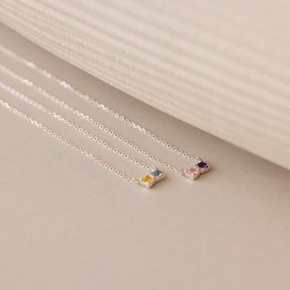 Toi et Moi Infinity Heart Birthstone Necklace
