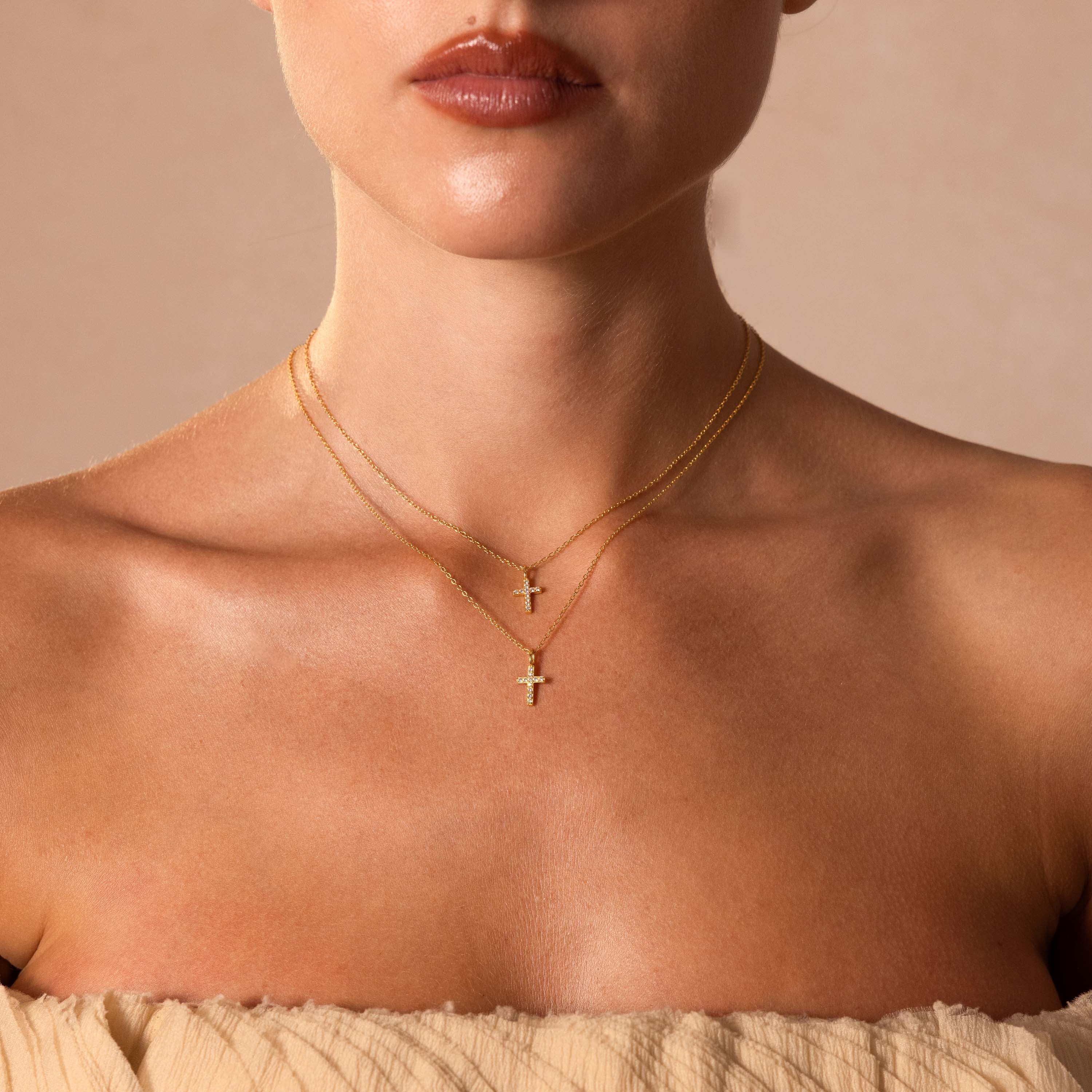 Dainty Diamond Cross Necklace