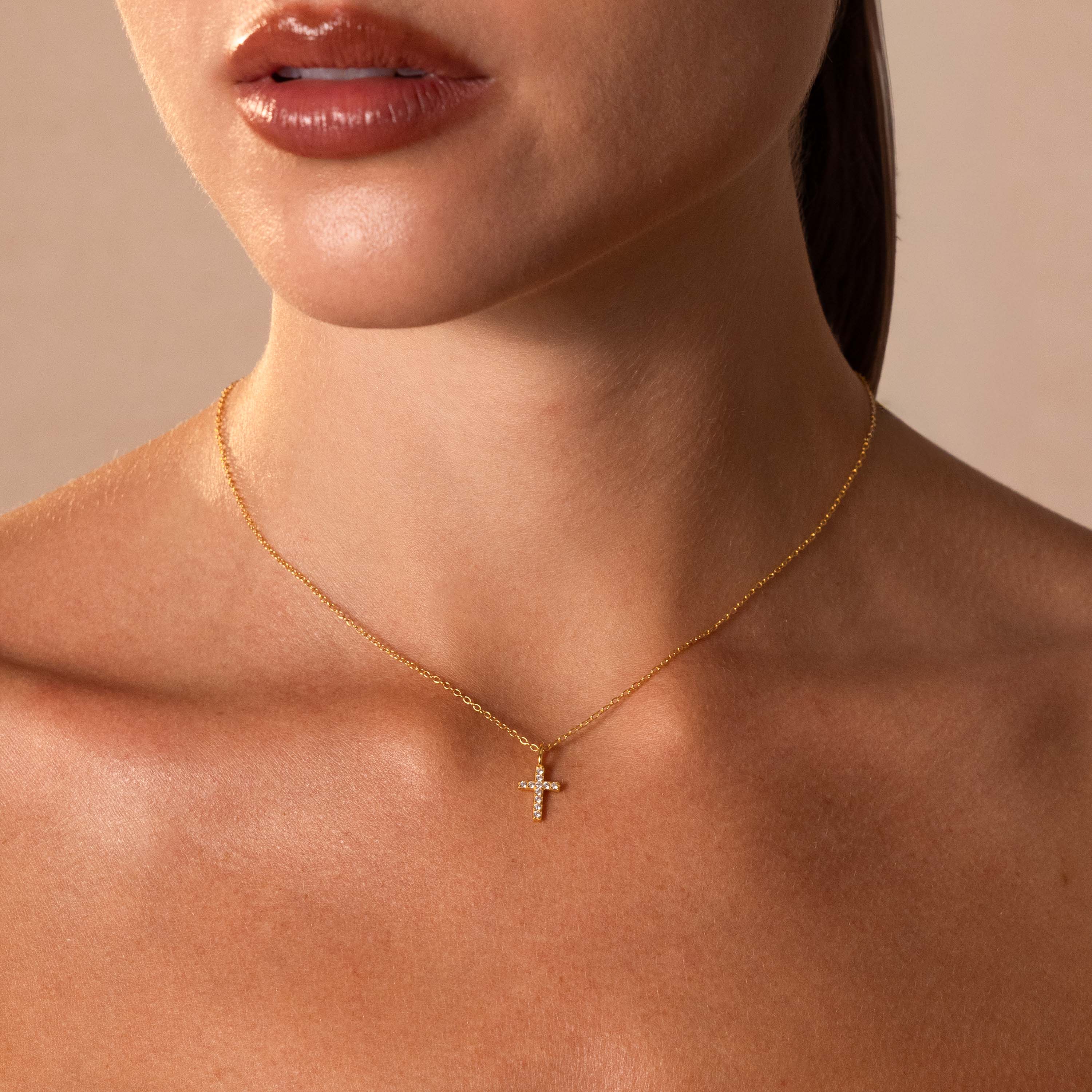 Dainty Diamond Cross Necklace