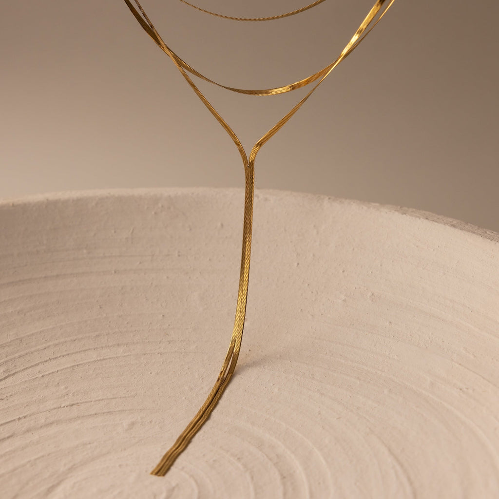 Long Y Herringbone Chain Necklace