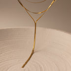 Long Y Herringbone Chain Necklace