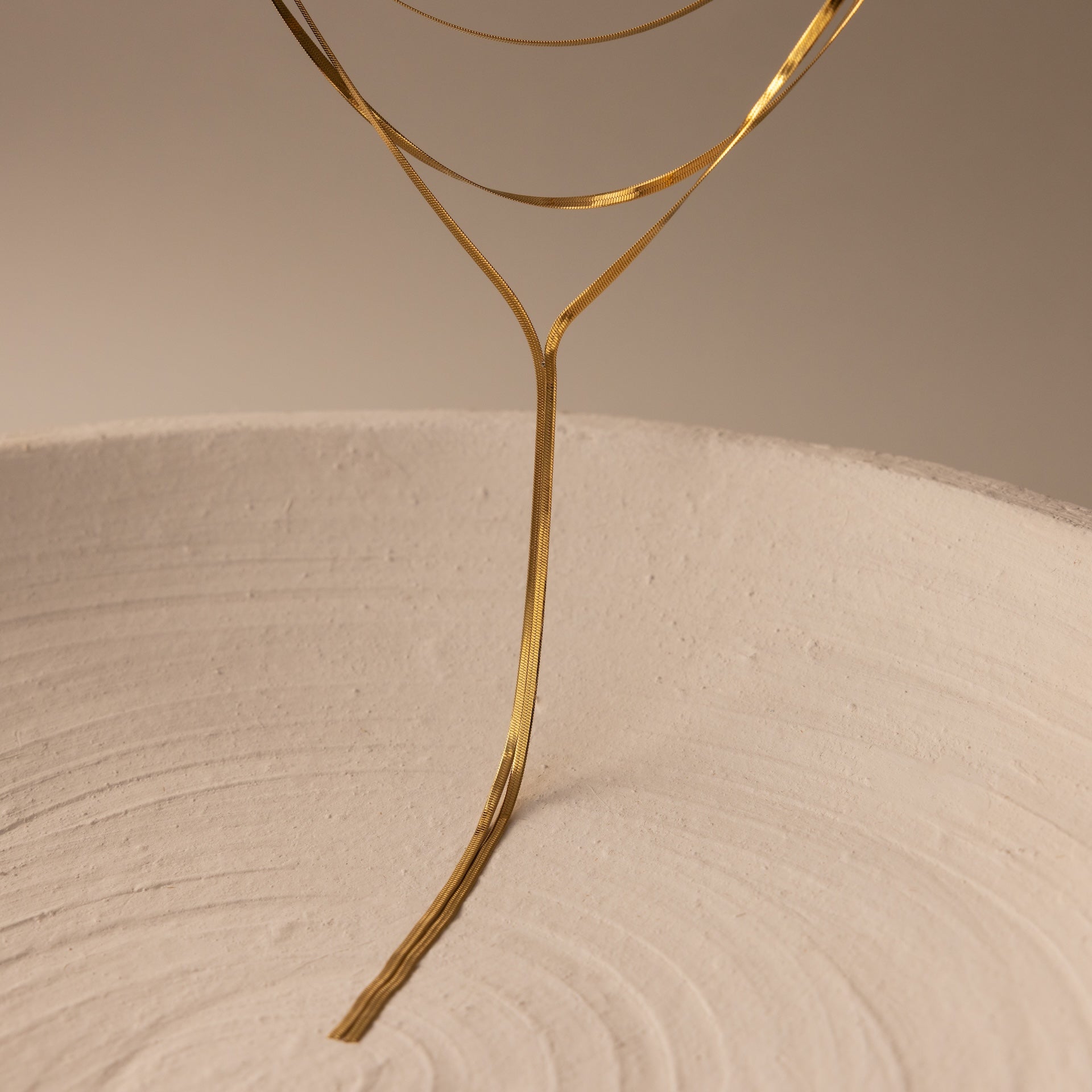 Long Y Herringbone Chain Necklace