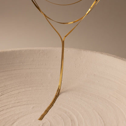 Long Y Herringbone Chain Necklace