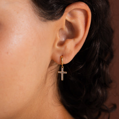 Pave Cross Hoops