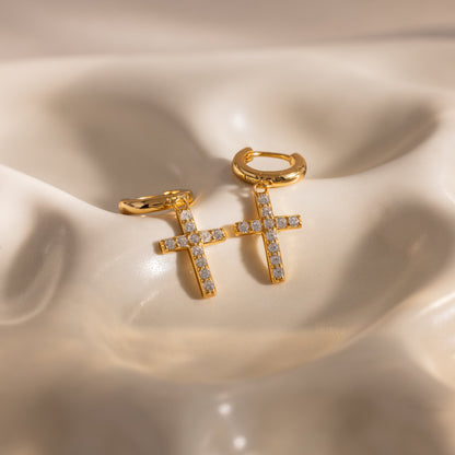 Pave Cross Hoops