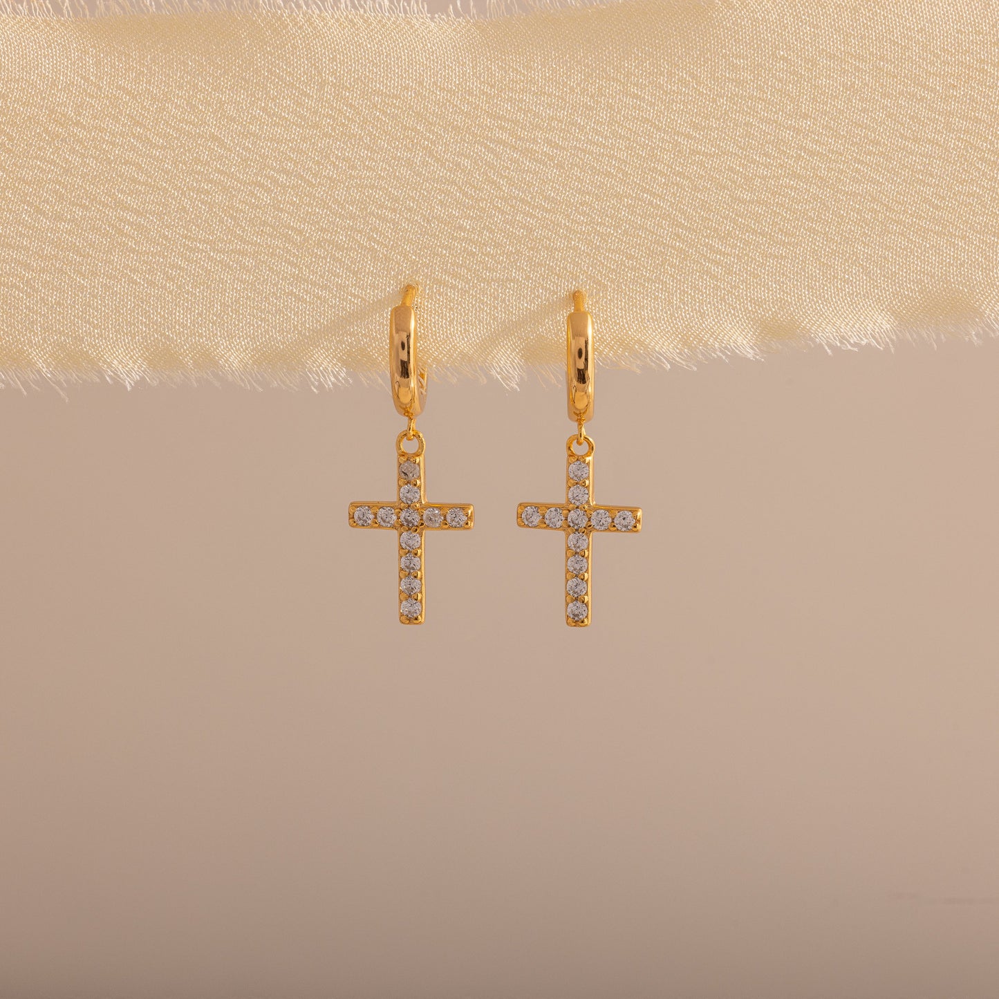 Pave Cross Hoops