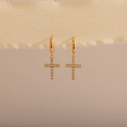 Pave Cross Hoops