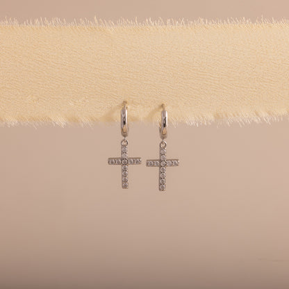 Pave Cross Hoops