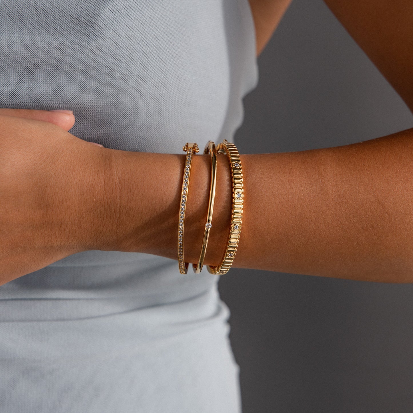 Ribbed Diamond Bangle