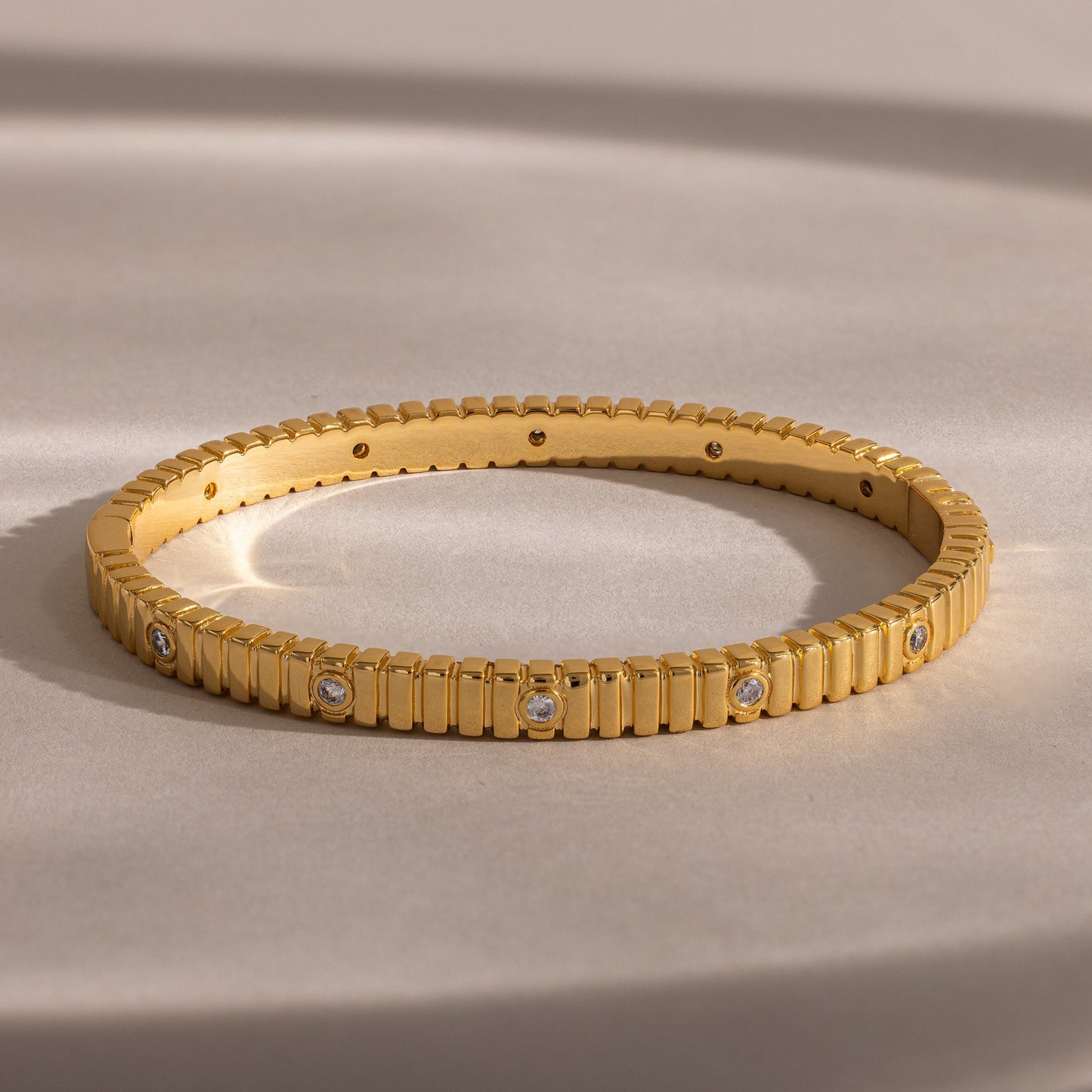 Ribbed Diamond Bangle