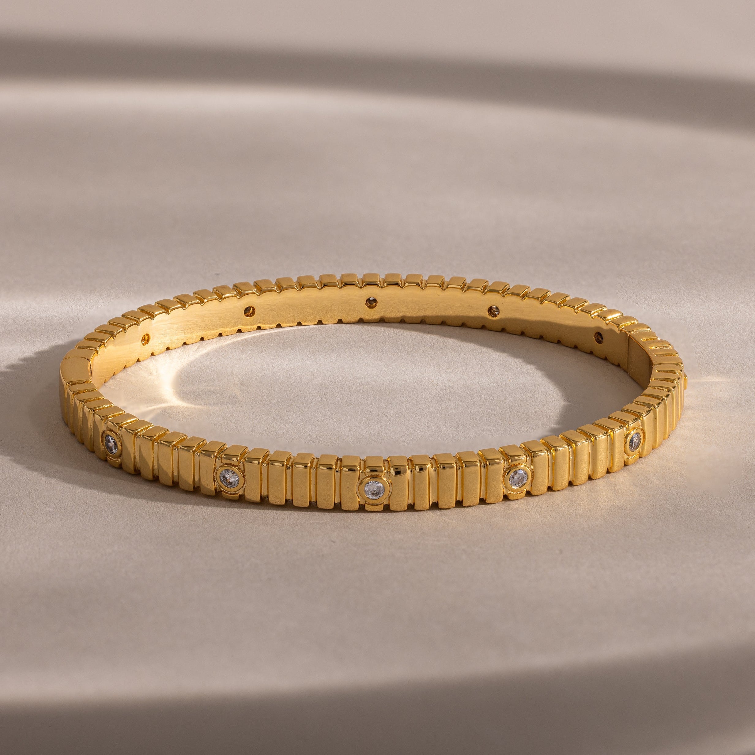 Ribbed Diamond Bangle
