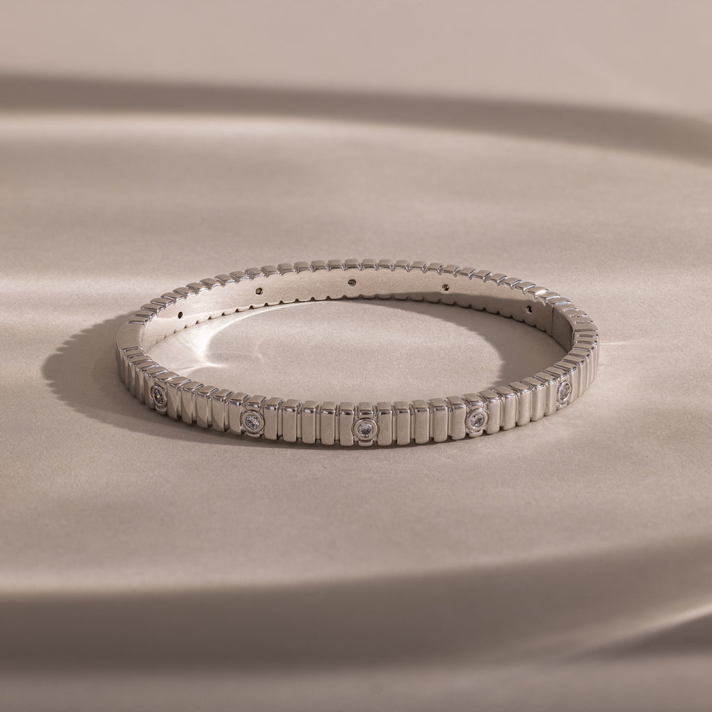 Ribbed Diamond Bangle