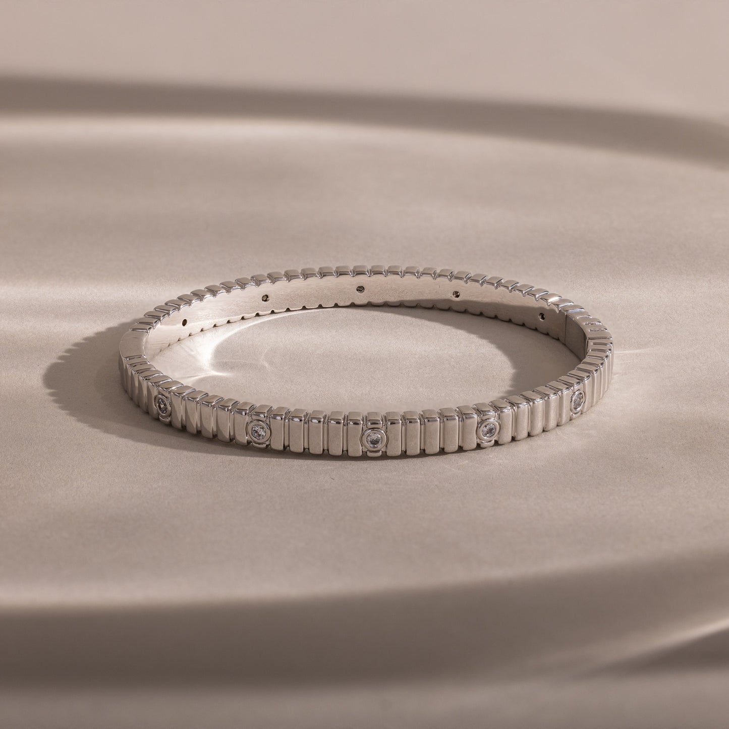 Ribbed Diamond Bangle