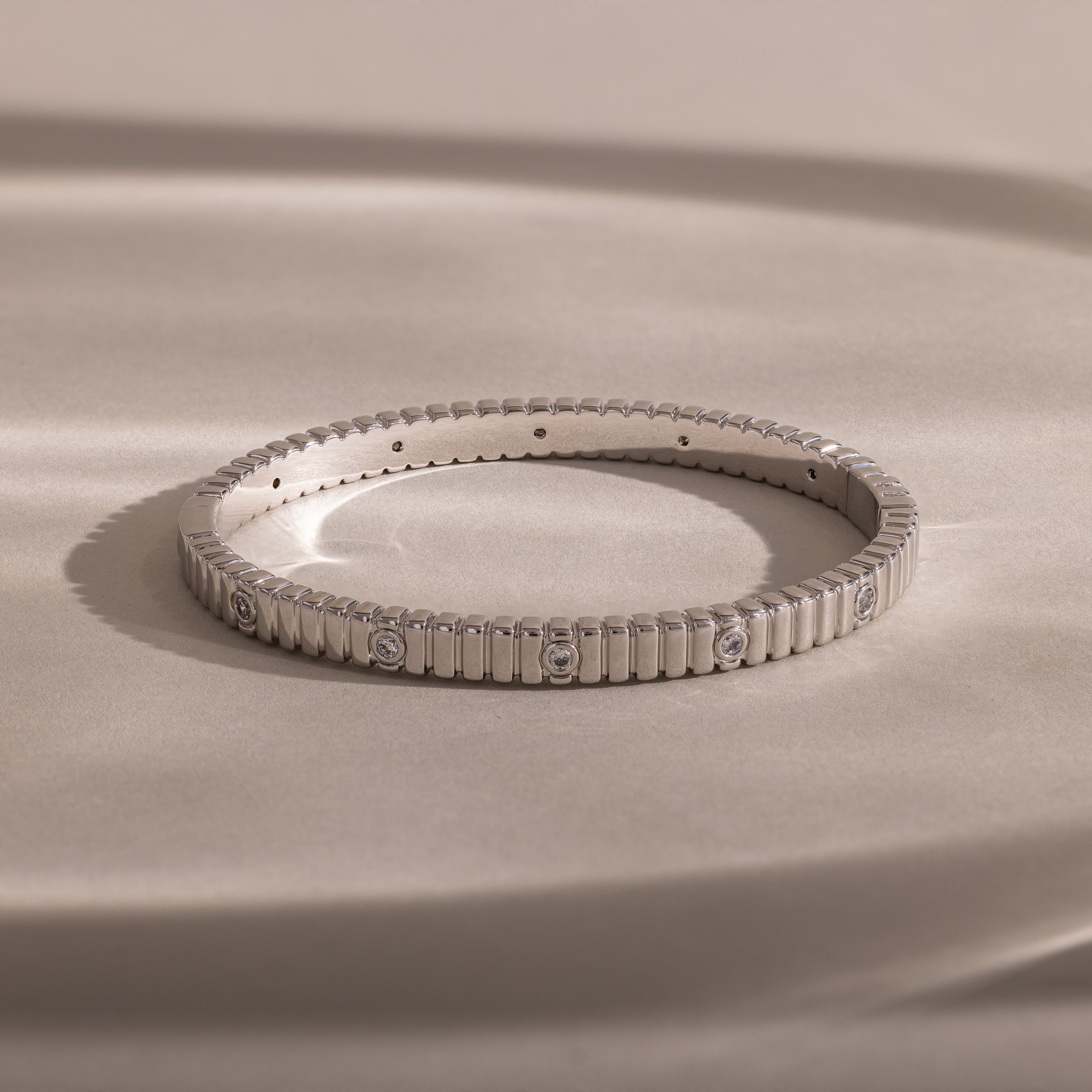 Ribbed Diamond Bangle
