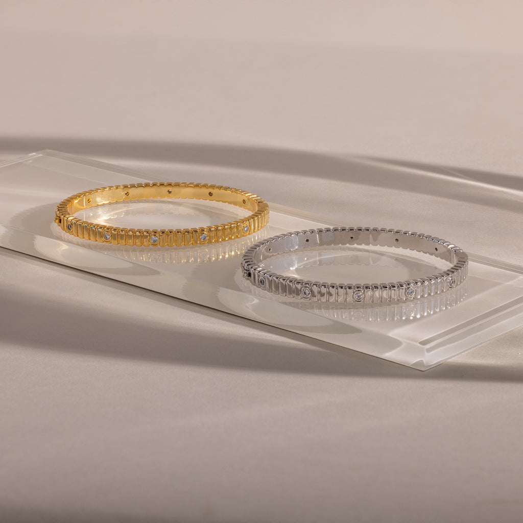 Ribbed Diamond Bangle