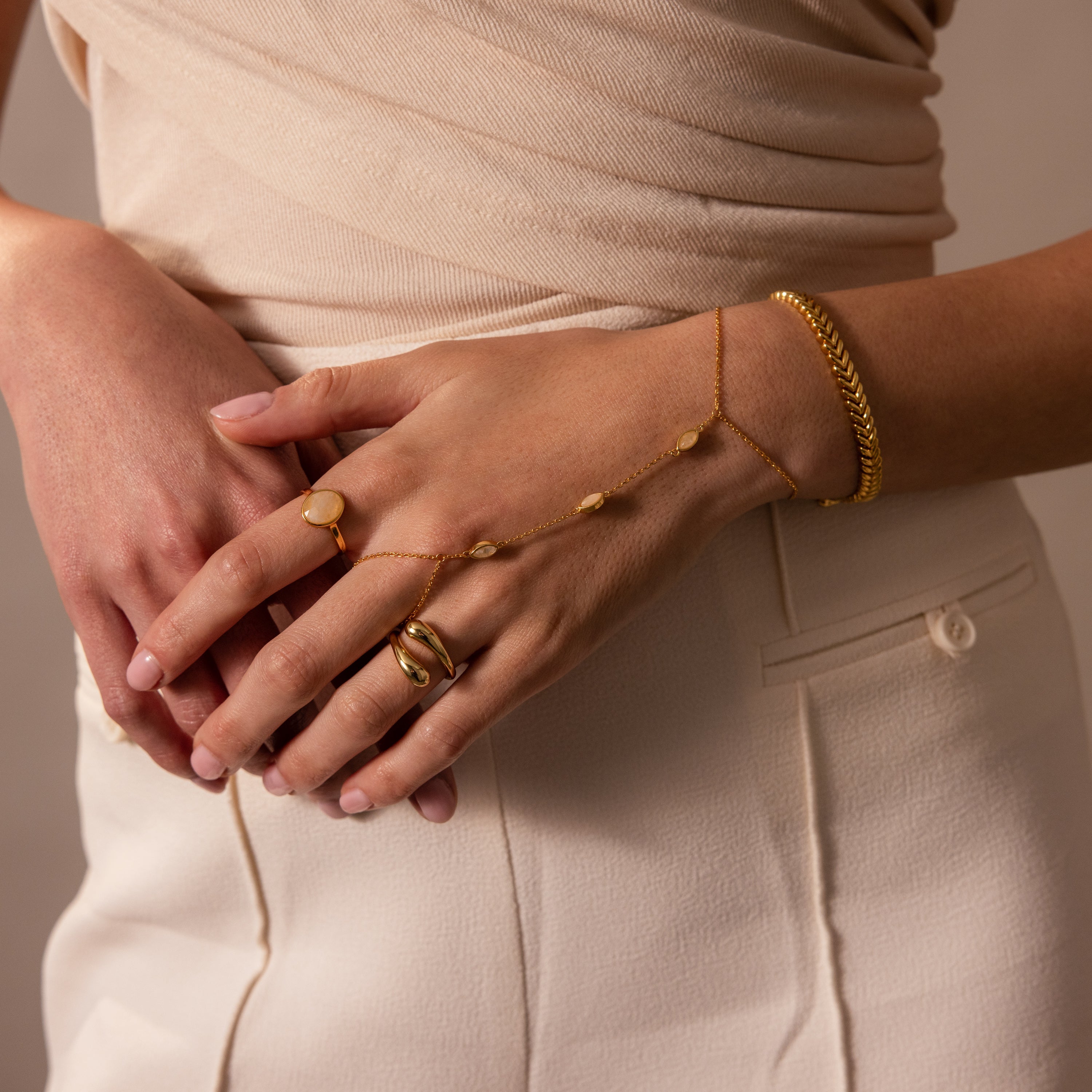 Moonstone Hand Chain Bracelet