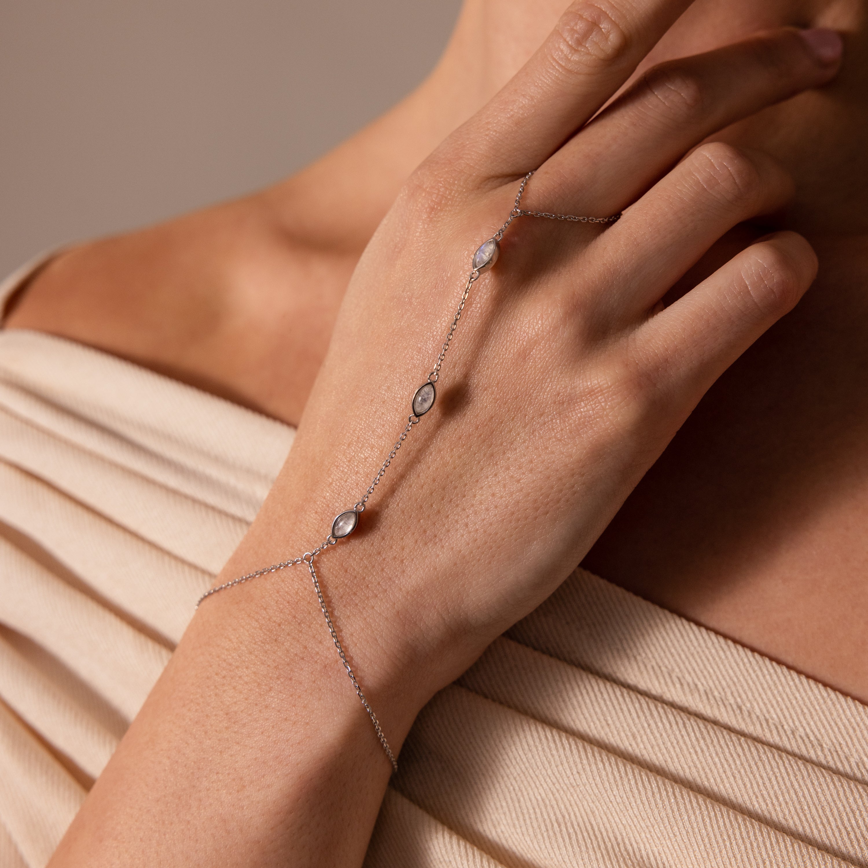 Moonstone Hand Chain Bracelet