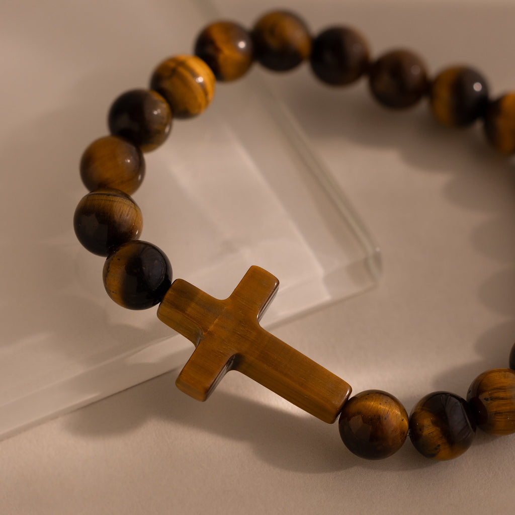 Tiger's Eye Cross Bracelet