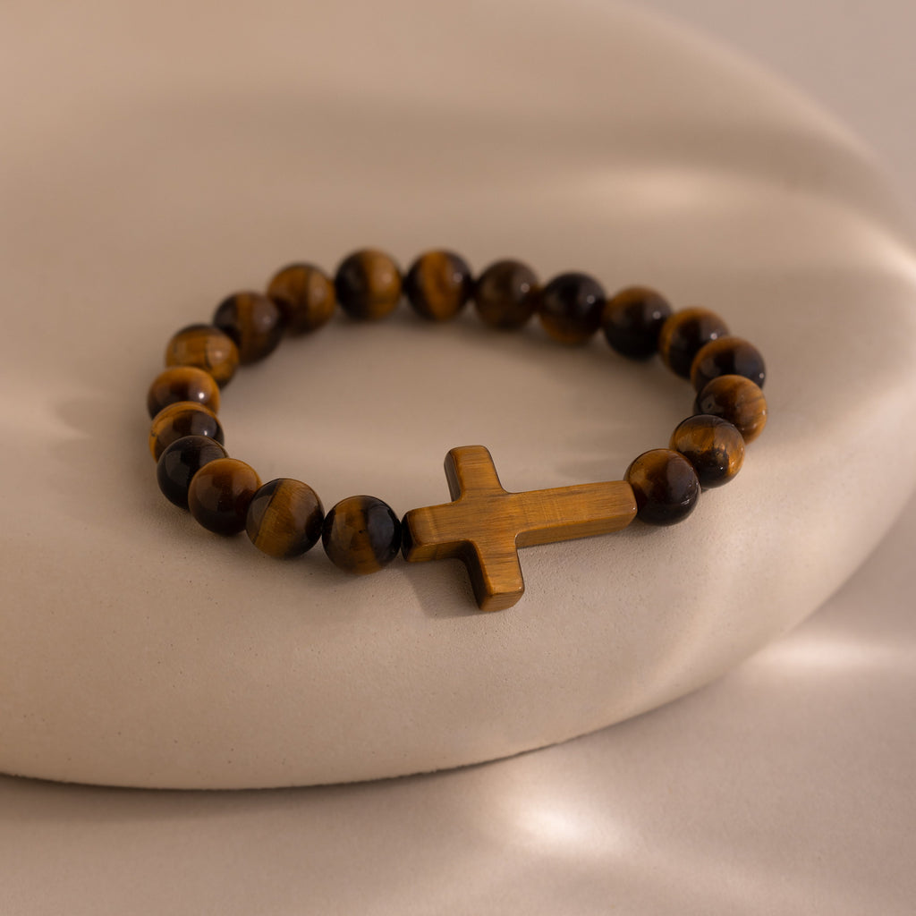 Tiger's Eye Cross Bracelet