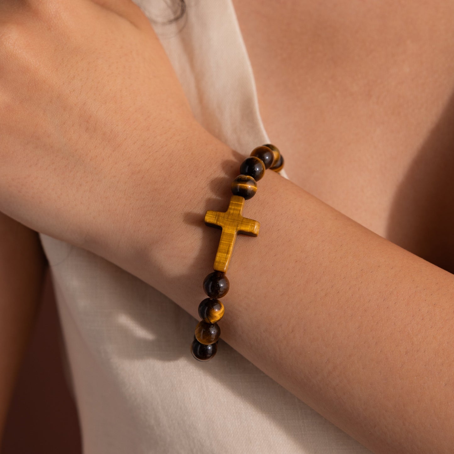 Tiger's Eye Cross Bracelet