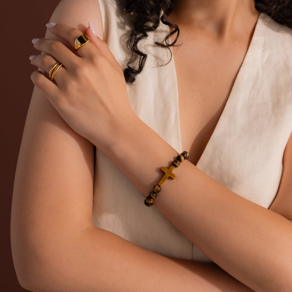 Tiger's Eye Cross Bracelet