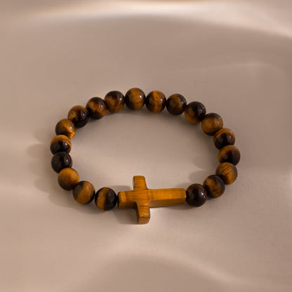 Tiger's Eye Cross Bracelet