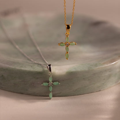 Marquise Jade Cross Necklace