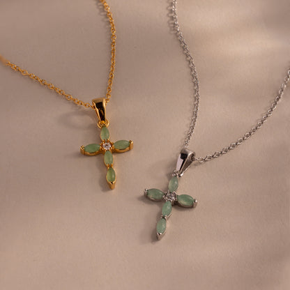 Marquise Jade Cross Necklace
