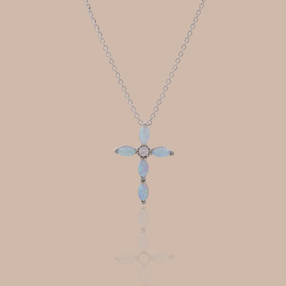 Marquise Gemstone Cross Necklace