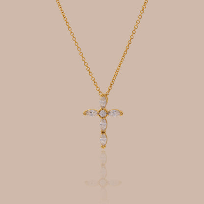 Marquise Gemstone Cross Necklace