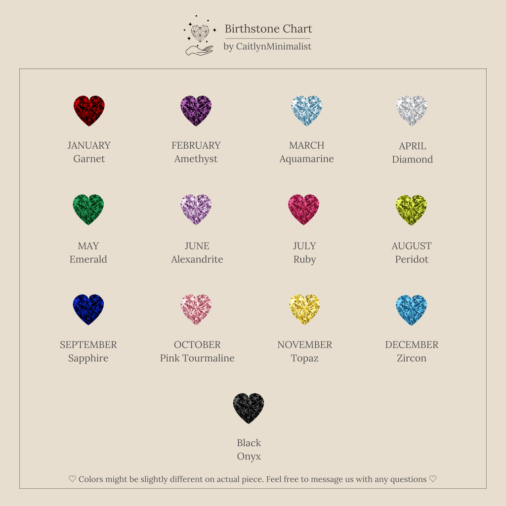 Bezel Heart Birthstone Studs