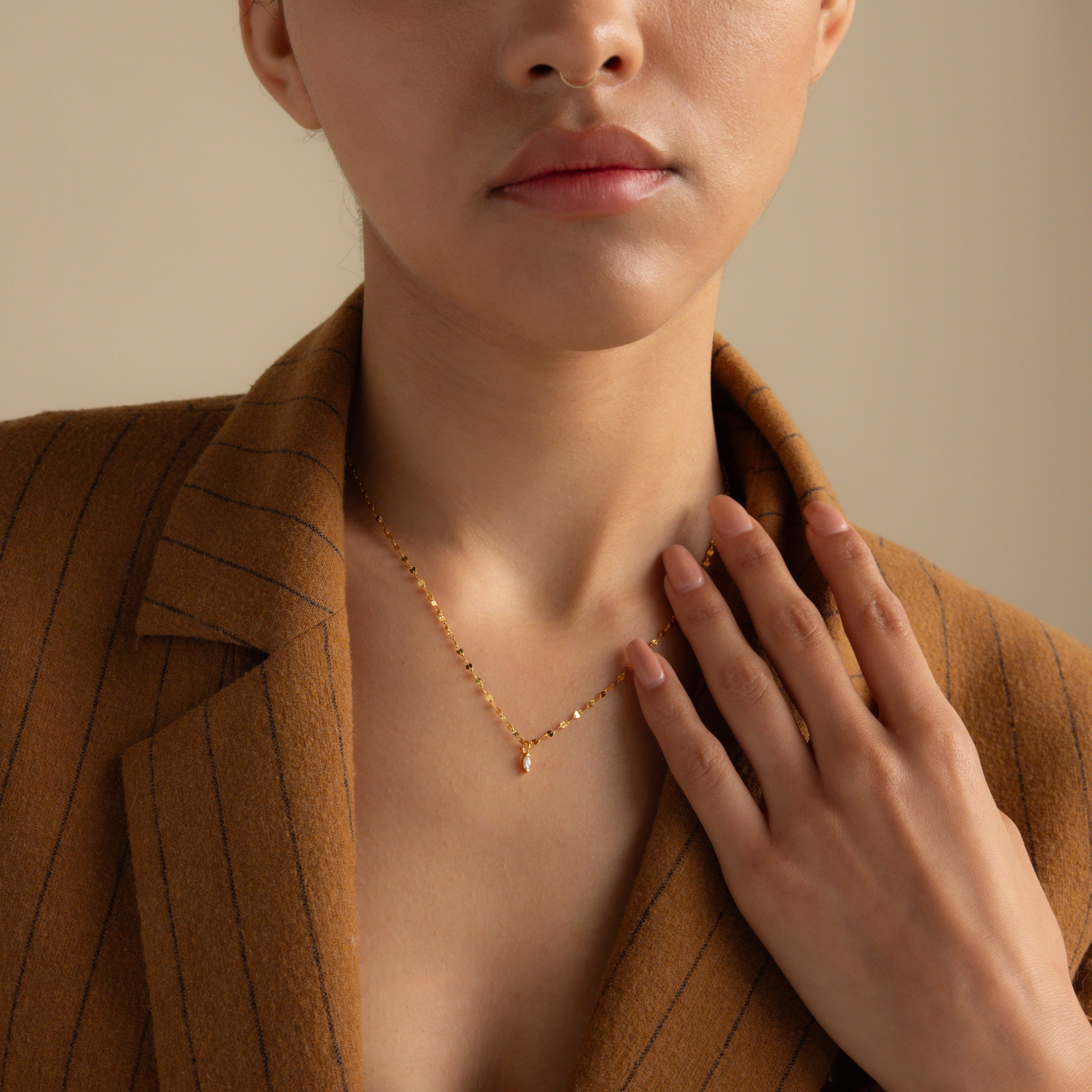 Dainty Marquise Pendant Necklace
