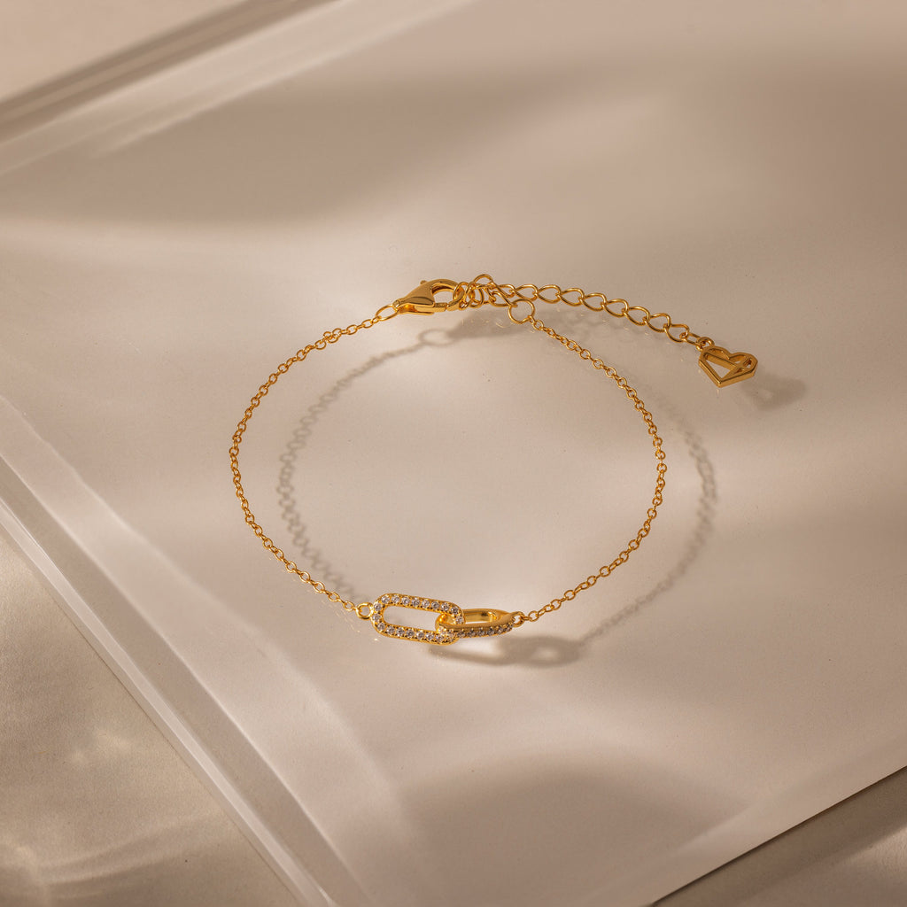 Duo Pave Link Pendant Bracelet