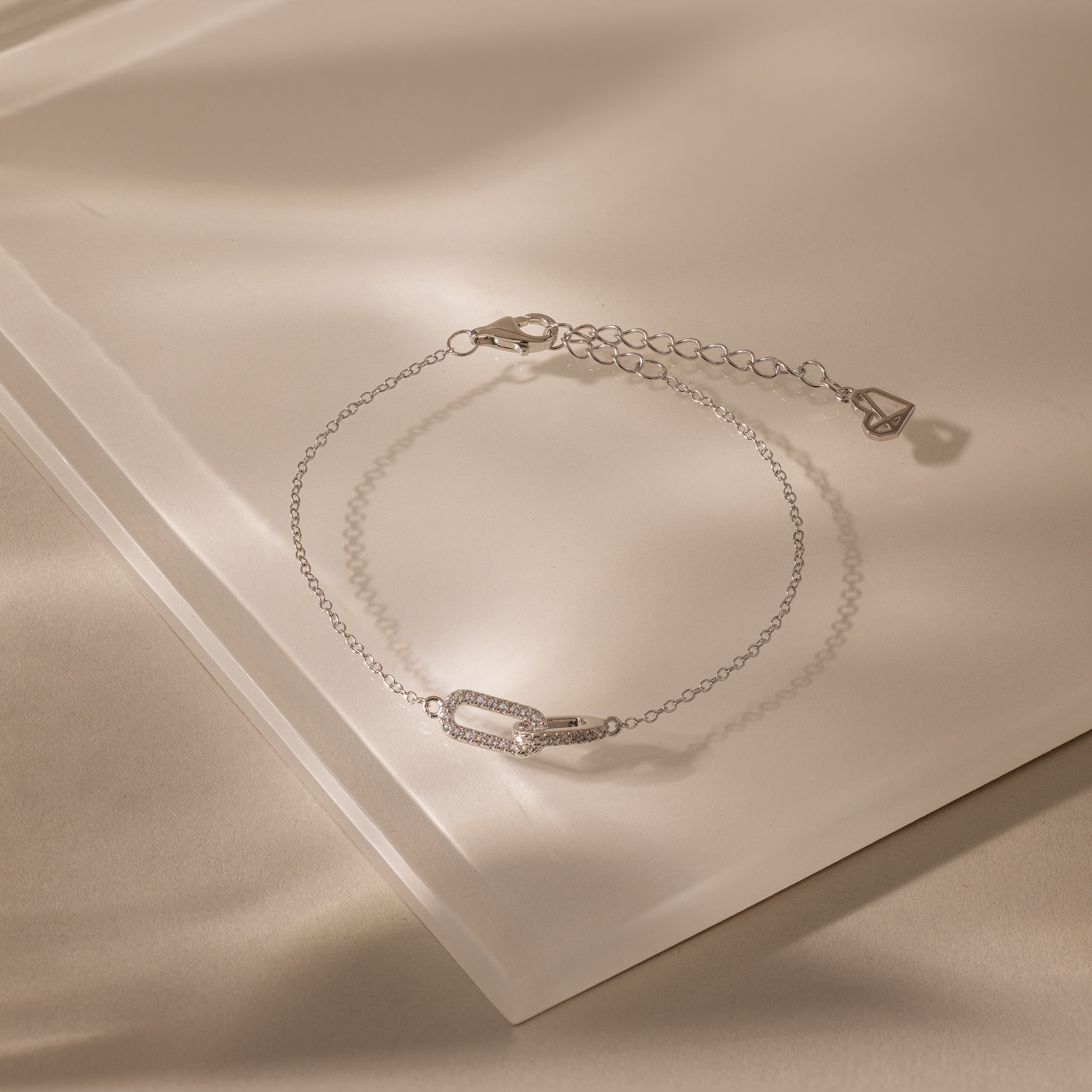 Duo Pave Link Pendant Bracelet