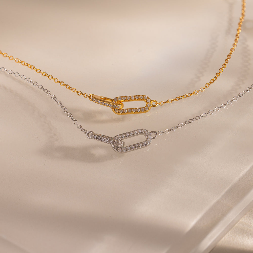 Duo Pave Link Pendant Bracelet