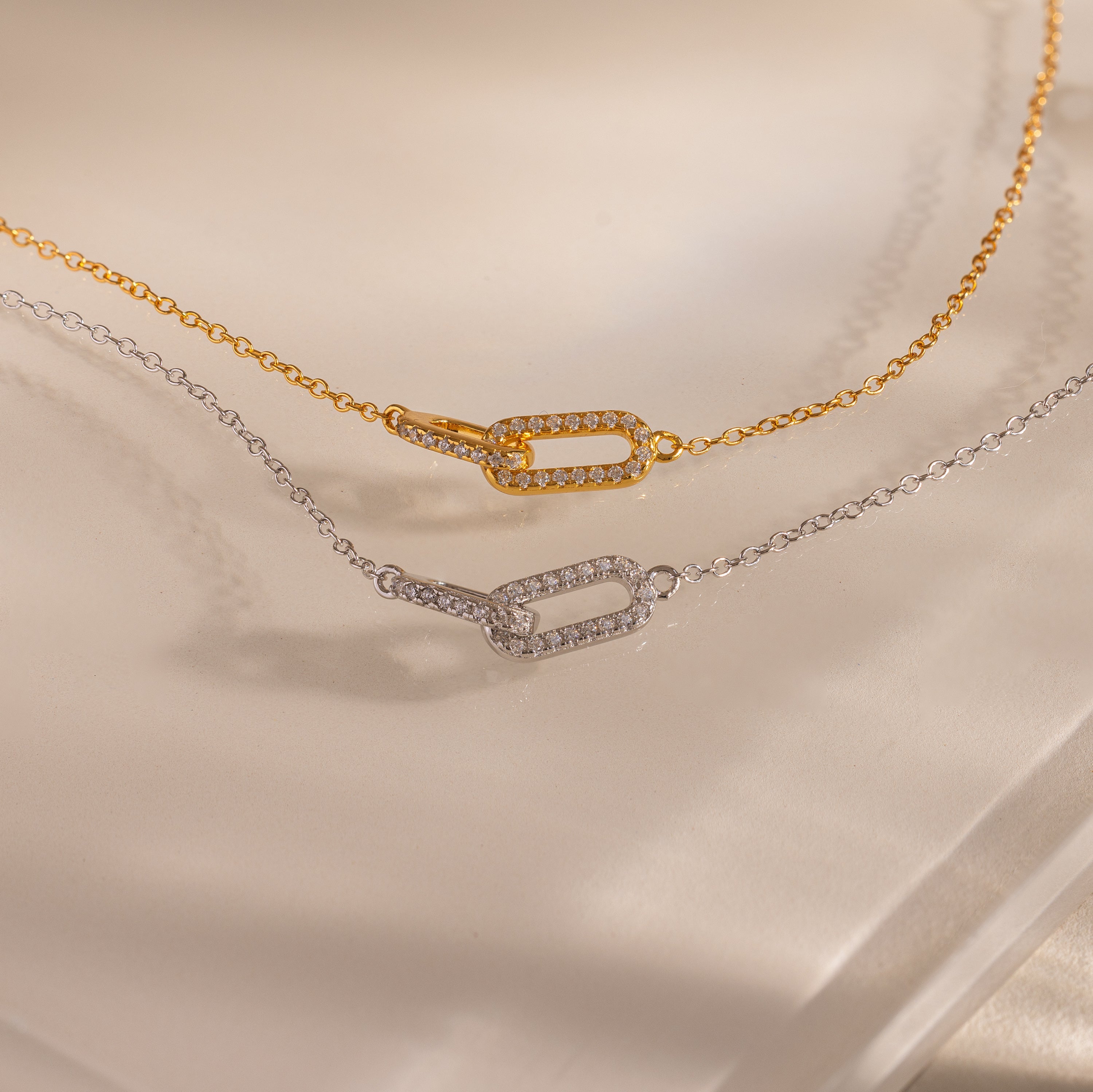 Duo Pave Link Pendant Bracelet