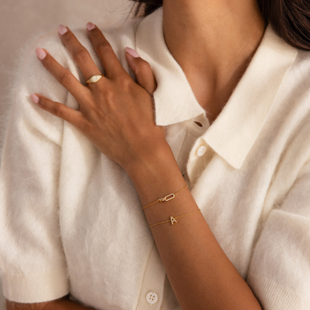 Duo Pave Link Pendant Bracelet