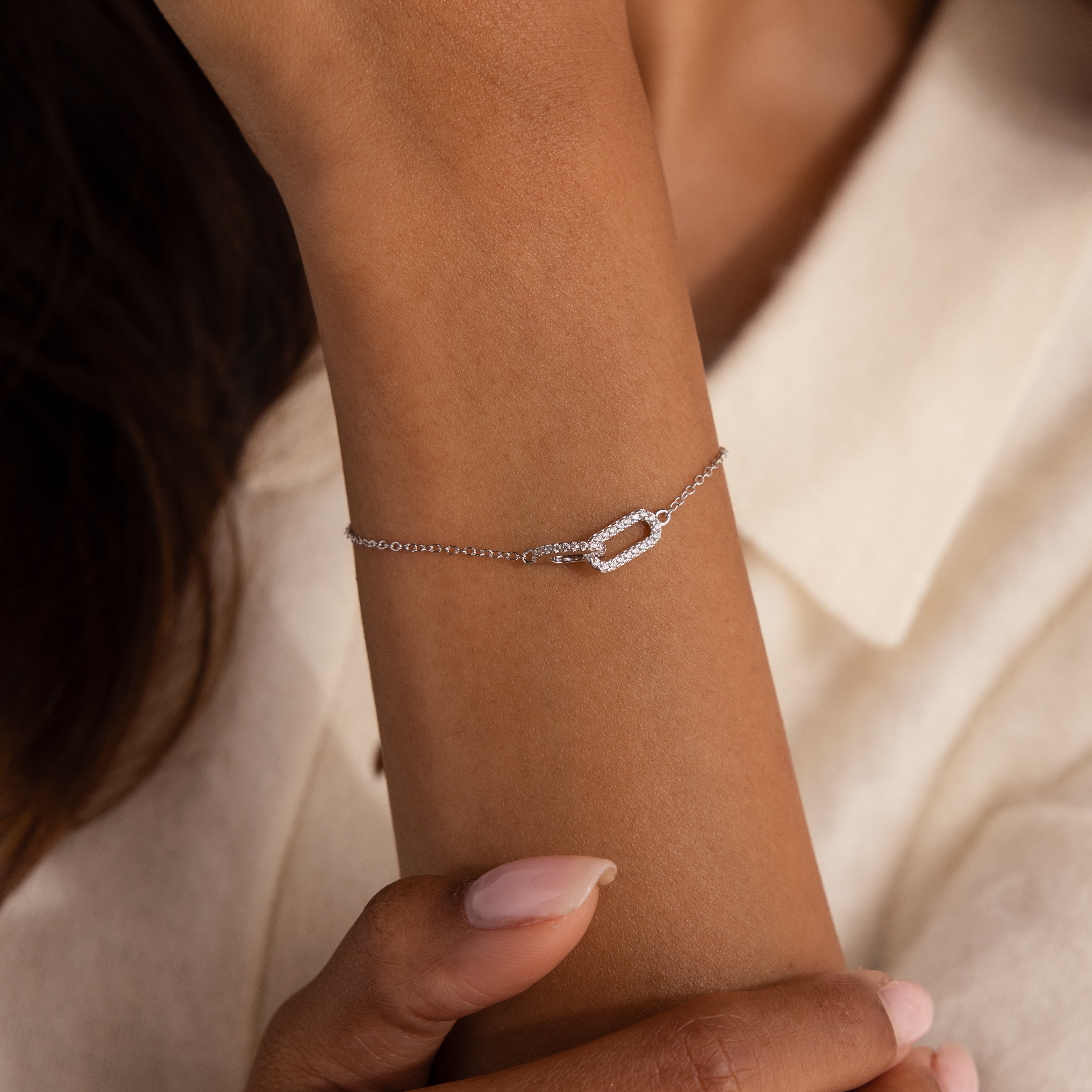 Duo Pave Link Pendant Bracelet
