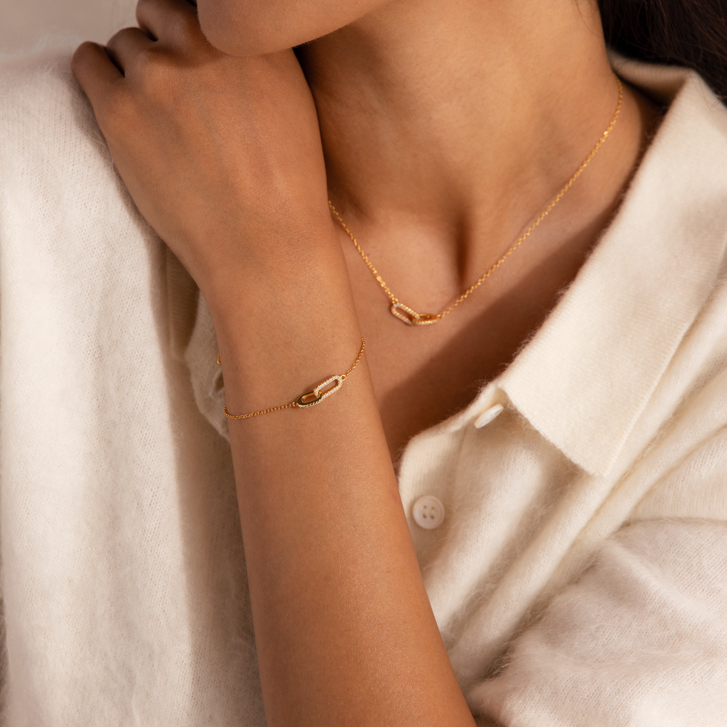 Duo Pave Link Pendant Bracelet
