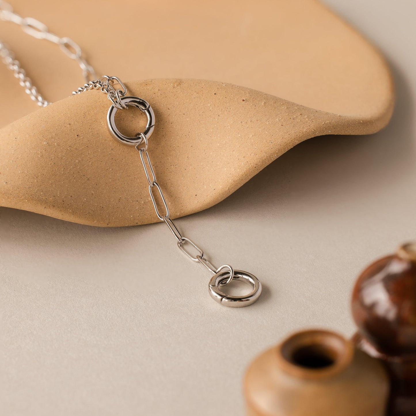 Rolo Lariat Paperclip Clasp Necklace